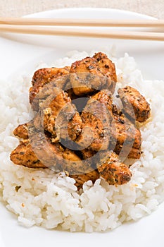 Condimented chicken with rice