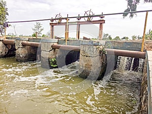 condition of water gates for irrigation of rice fields