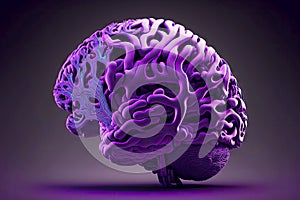 conditional three-dimensional image of human brain in bright purple tones