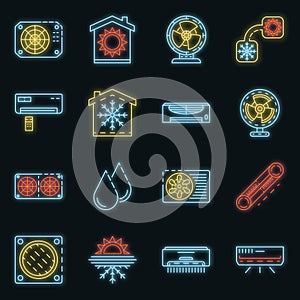 Conditioner icon set vector neon photo