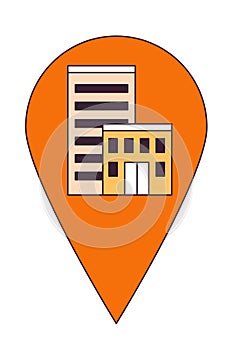 Condo apartments map pinpoint 2D linear cartoon object