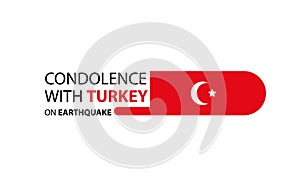 Condolences to turkey on earthquake, vector graphics with rounded flag