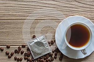 Condom and a cup of coffee