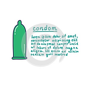 Condom doodle icon, vector illustration