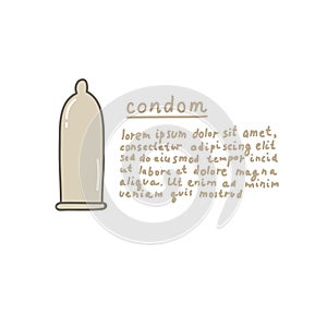 Condom doodle icon, vector illustration