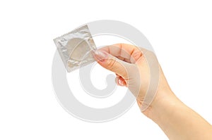 Condom in female hand