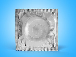 Condom pack 3d render on a blue