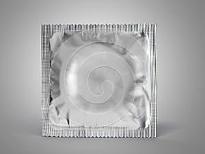 Condom pack 3d render on a grey