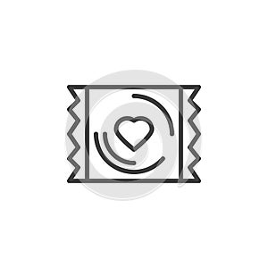 Condom pack with heart line icon