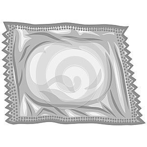 Condom in Silver Wrapper Foil Pack Illustration