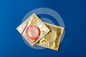 Condom in wrapper pack is tear open