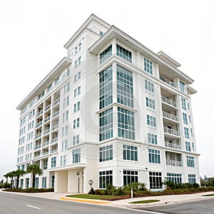 Condominium architecture isolated on white background