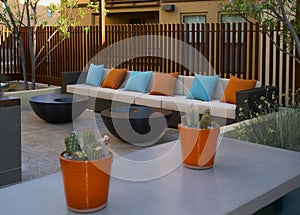 Condominium homes outdoor plaza patio and pool photo