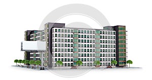 Condominium or modern residential building.