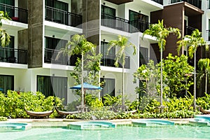 Condominium and swiming pool life of City people in modern town