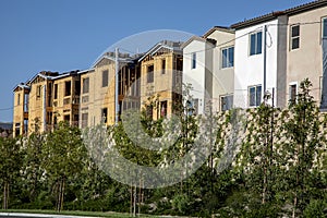 Condominiums or apartments in various stages of construction