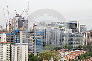 Condominiums Construction with Cranes