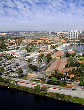 Condominiums and shopping center view photo