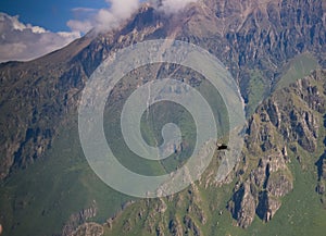 Condors above the Colca canyon at Condor Cross or Cruz Del Condor viewpoint, Chivay, Peru