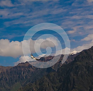 Condors above the Colca canyon at Condor Cross or Cruz Del Condor viewpoint, Chivay, Peru