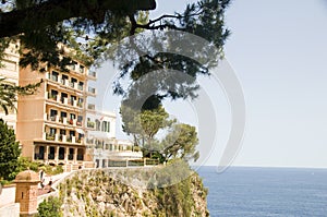 Condos cliff over Mediterranean Sea Monte Carlo