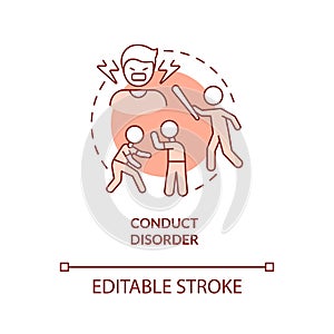 Conduct disorder terracotta concept icon
