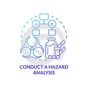 Conduct hazard analysis blue gradient concept icon