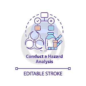 Conduct hazard analysis concept icon