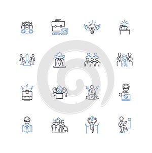 Conducting line icons collection. Baton, Orchestra, Tempo, Refrain, Chorus, Maestro, Technique vector and linear photo
