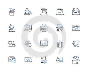 Conducting line icons collection. Baton, Symphony, Harmony, Orchestra, Rhythm, Tempo, Maestro vector and linear photo
