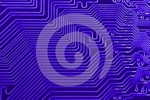 Conductive tracks on the motherboard of Printed Circuit Board close macro