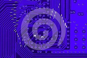 Conductive tracks on the motherboard of Printed Circuit Board close macro