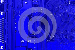 Conductive tracks on the motherboard of Printed Circuit Board close macro