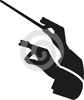 Conductor hands with baton photo