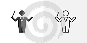 Conductor thin line vector icon set