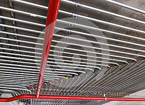 Conduits mounted on ceiling