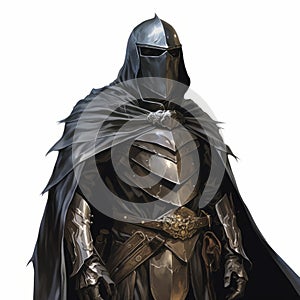 Clean Black Armor Condyle Guard With Helmet And Cape Artwork