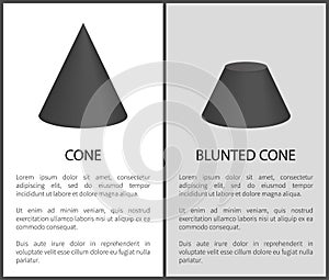 Cone and Blunted Cone Set Vector Illustration