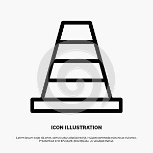 Cone, Construction, Tool Line Icon Vector