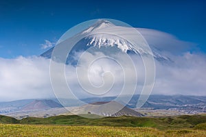 The cone of the Klyuchevskaya Sopka, the stratovolcano