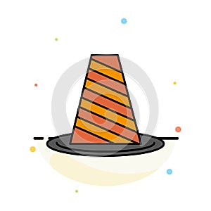 Cone, Protection, Road, Roadblock, Stop, Warning Abstract Flat Color Icon Template