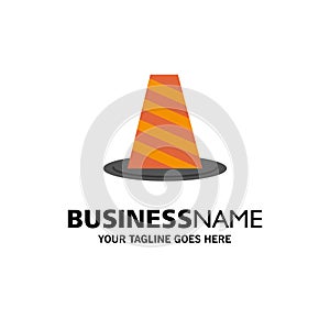 Cone, Protection, Road, Roadblock, Stop, Warning Business Logo Template. Flat Color