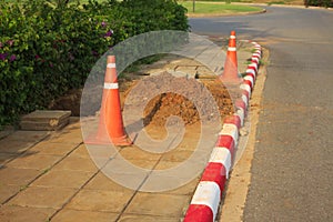 Cone red construction roadblock danger