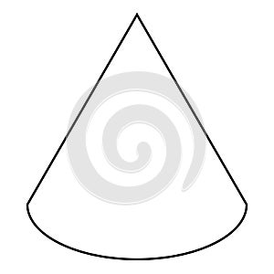 Cone shape, black and white vector illustration