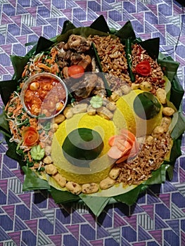 Cone-shaped rice (nasi tumpeng) photo