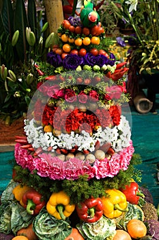 Cone of Vegetables and Flowers