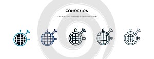 Conection icon in different style vector illustration. two colored and black conection vector icons designed in filled, outline, photo