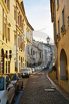 Conegliano Veneto, street and historical buildings, detail