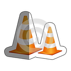 cones caution sign icon