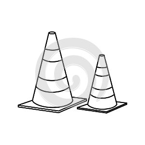 cones caution sign icon